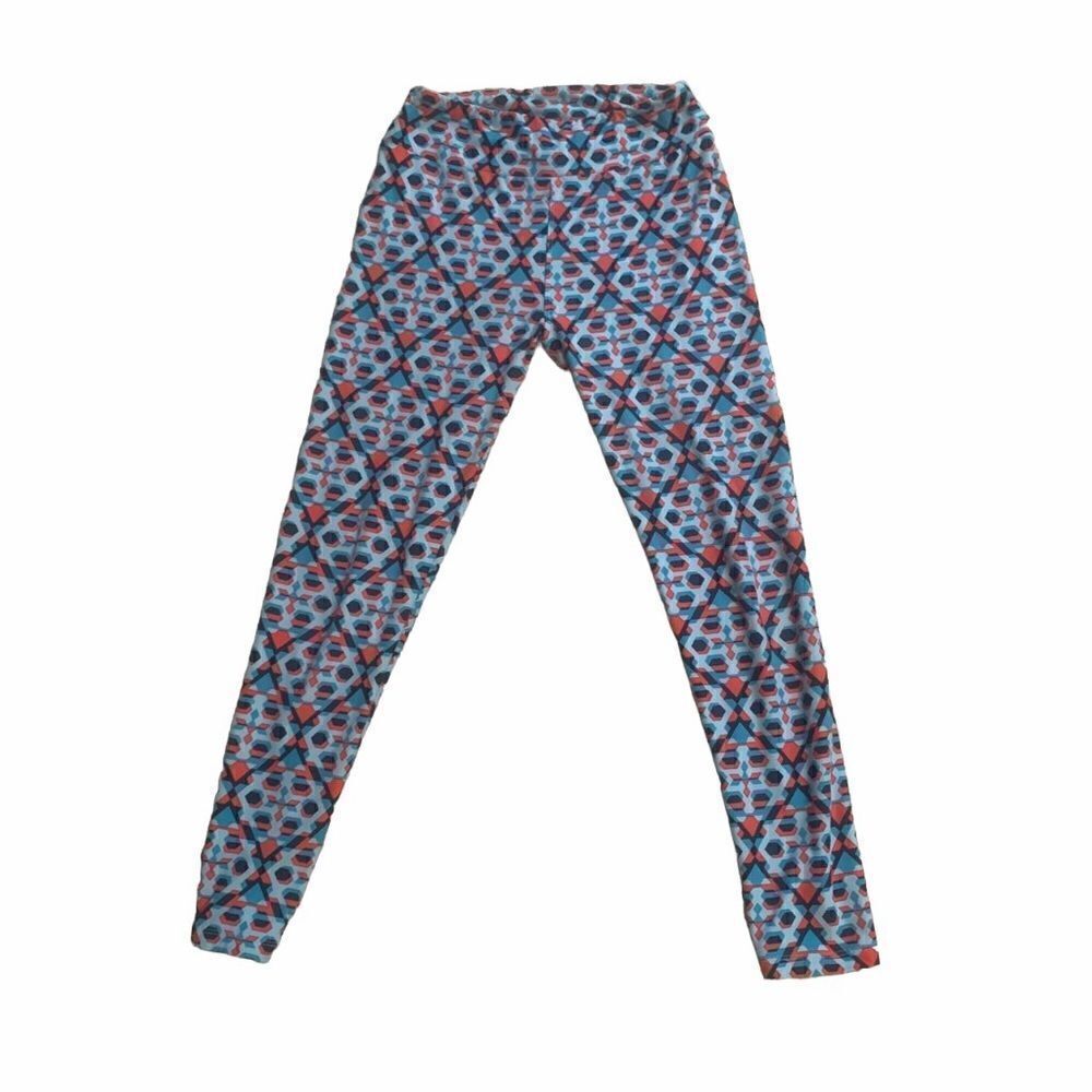 Lularoe Blue Geometric Print Leggings Size OS
